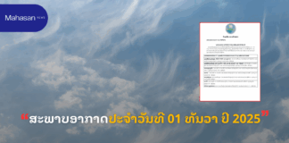 ສະພາບອາກາດປະຈໍາວັນທີ 01 ທັນວາ ປີ 2025