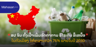 ສປ ຈີນ ຕັ້ງເປົ້າເພີ່ມອັດຕາການ ຣີໄຊເຄີນ ຂີ້ເຫຍື້ອ ໃນຕົວເມືອງ ໃຫ້ຫລາຍກວ່າ 76% ພາຍໃນປີ 2030