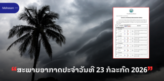 ສະພາບອາກາດປະຈຳວັນທີ 23 ກໍລະກົດ 2026